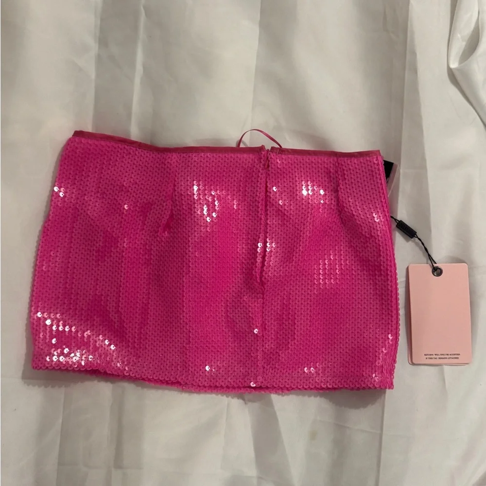 MISCREANTS happier pink sequin embellished mini skirt